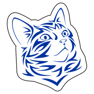 Tribal Cat Sticker (Blue)